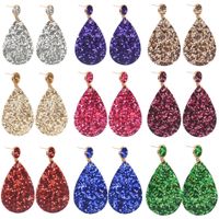 1 Pair Retro Water Droplets Pu Leather Drop Earrings main image 1