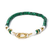 Retro Geometric Malachite Titanium Steel 14k Gold Plated Bracelets In Bulk sku image 1