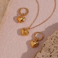 French Style Simple Style Heart Shape Stainless Steel Plating 18k Gold Plated Earrings Necklace main image 1
