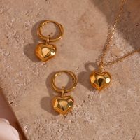 French Style Simple Style Heart Shape Stainless Steel Plating 18k Gold Plated Earrings Necklace main image 3