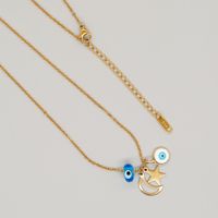 Simple Style Moon Crown Eye Stainless Steel Inlay Glass Necklace sku image 3