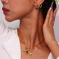 Modern Style Irregular Stainless Steel Plating Inlay Zircon 18k Gold Plated Earrings Necklace main image 2
