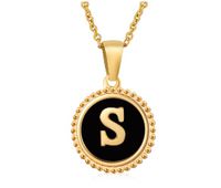 Fashion Letter Titanium Steel Enamel Plating Pendant Necklace 1 Piece sku image 3