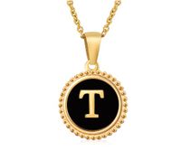 Fashion Letter Titanium Steel Enamel Plating Pendant Necklace 1 Piece sku image 20