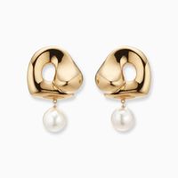French Style Irregular Metal Pearl Plating Gold Plated Women's Drop Earrings main image 1