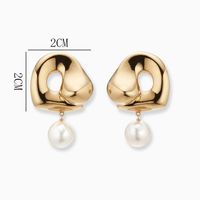 French Style Irregular Metal Pearl Plating Gold Plated Women's Drop Earrings main image 4