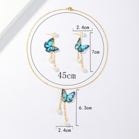 201 Stainless Steel Imitation Pearl 18K Gold Plated Elegant Vintage Style Plating Butterfly Earrings Necklace sku image 3