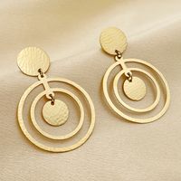 1 Pair Retro Round Polishing Plating 304 Stainless Steel 14K Gold Plated Drop Earrings main image 1