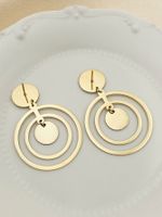 1 Pair Retro Round Polishing Plating 304 Stainless Steel 14K Gold Plated Drop Earrings main image 3