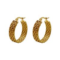 1 Pair Vintage Style Simple Style Round Chain Stainless Steel Metal Polishing Plating Gold Plated Hoop Earrings sku image 1