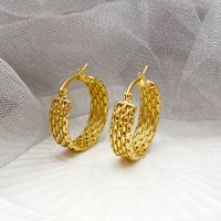 1 Pair Vintage Style Simple Style Round Chain Stainless Steel Metal Polishing Plating Gold Plated Hoop Earrings main image 5