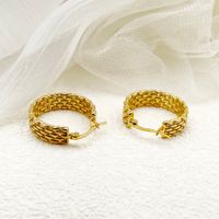 1 Pair Vintage Style Simple Style Round Chain Stainless Steel Metal Polishing Plating Gold Plated Hoop Earrings main image 3