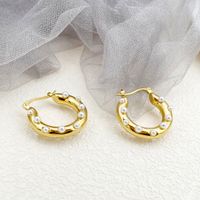 1 Pair Elegant U Shape Polishing Plating Inlay 304 Stainless Steel Pearl 14K Gold Plated Hoop Earrings main image 3