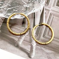 1 Pair Casual Simple Style Circle Polishing Plating 304 Stainless Steel 14K Gold Plated Hoop Earrings main image 4