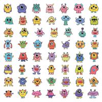 60 Small Monster Cartoon Animal Stickers Phone Case Ipad Luggage Notebook Water Cup Diy Waterproof Stickers sku image 1
