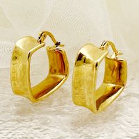 1 Pair Simple Style Square Polishing Plating 304 Stainless Steel 14K Gold Plated Hoop Earrings main image 1