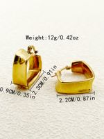 1 Pair Simple Style Square Polishing Plating 304 Stainless Steel 14K Gold Plated Hoop Earrings main image 2