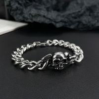 Retro Punk Schädel Rostfreier Stahl Titan Stahl Polieren Männer Armbänder main image 4