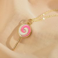 Cute Simple Style Lollipop Alloy Copper Enamel Women's Pendant Necklace sku image 3
