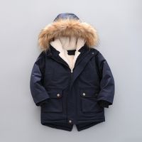 Casual Solid Color Multiple Pockets Cotton Blend Boys Outerwear main image 7