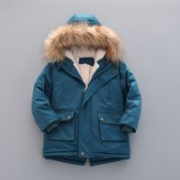 Casual Solid Color Multiple Pockets Cotton Blend Boys Outerwear main image 2