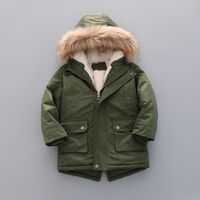 Casual Solid Color Multiple Pockets Cotton Blend Boys Outerwear main image 4