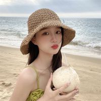 Women's Vacation Simple Style Bow Knot Big Eaves Sun Hat main image 3