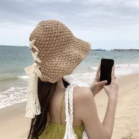 Women's Vacation Simple Style Bow Knot Big Eaves Sun Hat main image 2