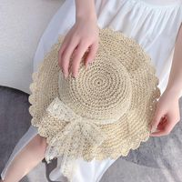 Mujeres Vacaciones Estilo Simple Nudo De Lazo Grandes Aleros Sombrero Para El Sol sku image 24