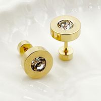 1 Pair Classic Style Commute Round Plating Inlay 304 Stainless Steel Zircon 14K Gold Plated Ear Studs sku image 2