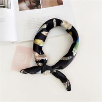 Women's Simple Style Stripe Polka Dots Chains Print Satin Silk Scarf sku image 7