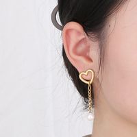 1 Pair Modern Style Streetwear Heart Shape Pearl Plating Stainless Steel 18K Gold Plated Drop Earrings main image 4