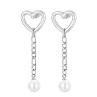 1 Pair Modern Style Streetwear Heart Shape Pearl Plating Stainless Steel 18K Gold Plated Drop Earrings sku image 1