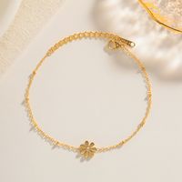 Simple Style Flower Stainless Steel Flowers Titanium Steel 18k Gold Plated Bracelets main image 4