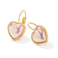 Wholesale Ig Style Star Oval Heart Shape Stainless Steel Inlay 18k Gold Plated Pearl Rings Earrings main image 5