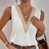 Women's Vest Sleeveless Blouses Patchwork Hollow Out Casual Basic Simple Style Solid Color main image 5