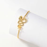 Elegante Estilo Simple Serpiente Mariposa Cobre Enchapado Ahuecar Embutido Circón Chapado En Oro De 18 Quilates. Pulsera main image 3