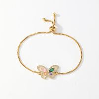 Elegant Simple Style Snake Butterfly Copper Plating Hollow Out Inlay Zircon 18k Gold Plated Bracelets main image 6