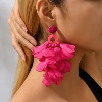 1 Pair Elegant Vacation Petal Beaded Handmade Beaded Cloth Lace Drop Earrings main image 1