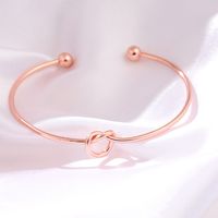 Elegant Heart Shape Twist Alloy Plating Inlay Rhinestones Rose Gold Plated Women's Cuff Bracelets main image 3