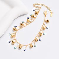 Wholesale Jewelry Casual Elegant Beach Eye Bell Copper 18k Gold Plated Anklet main image 2