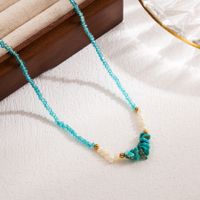 Vacation Irregular Stainless Steel Artificial Crystal Natural Stone Beaded Pearl 18k Gold Plated Necklace main image 3