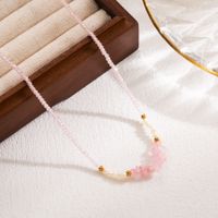 Vacation Irregular Stainless Steel Artificial Crystal Natural Stone Beaded Pearl 18k Gold Plated Necklace sku image 1