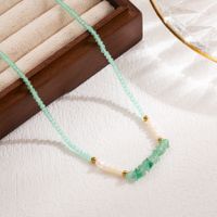 Vacation Irregular Stainless Steel Artificial Crystal Natural Stone Beaded Pearl 18k Gold Plated Necklace main image 5
