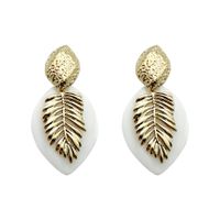 1 Pair Vintage Style Vacation Artistic Leaves Fish Bone Polishing Plating 304 Stainless Steel Shell Shell 14K Gold Plated Drop Earrings main image 2