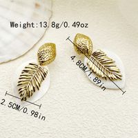 1 Pair Vintage Style Vacation Artistic Leaves Fish Bone Polishing Plating 304 Stainless Steel Shell Shell 14K Gold Plated Drop Earrings main image 4