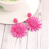 1 Paire Exagéré Bohémien Chrysanthème Tresser Raphia Boucles D'oreilles sku image 4