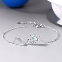 Elegant Simple Style Star Waves Sterling Silver Spray Plating Inlay Zircon Bracelets sku image 1