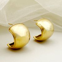 1 Pair Vintage Style Simple Style Commute C Shape Polishing Plating 304 Stainless Steel 14K Gold Plated Ear Studs main image 1