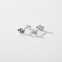 1 Pair Ins Style Simple Style Irregular Round Sterling Silver Plating Inlay Zircon Rhodium Plated Ear Studs main image 5